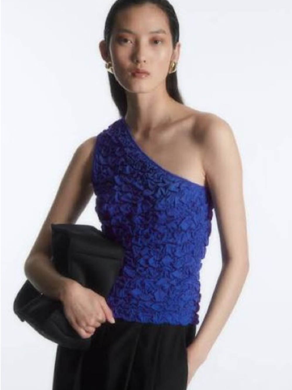 COS Black One-Shoulder Ruched Tank Top - Picture 5 of 6